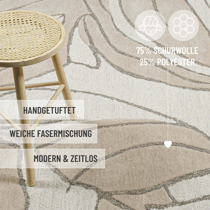 Tunia Teppich beige Kurzflor rechteckig