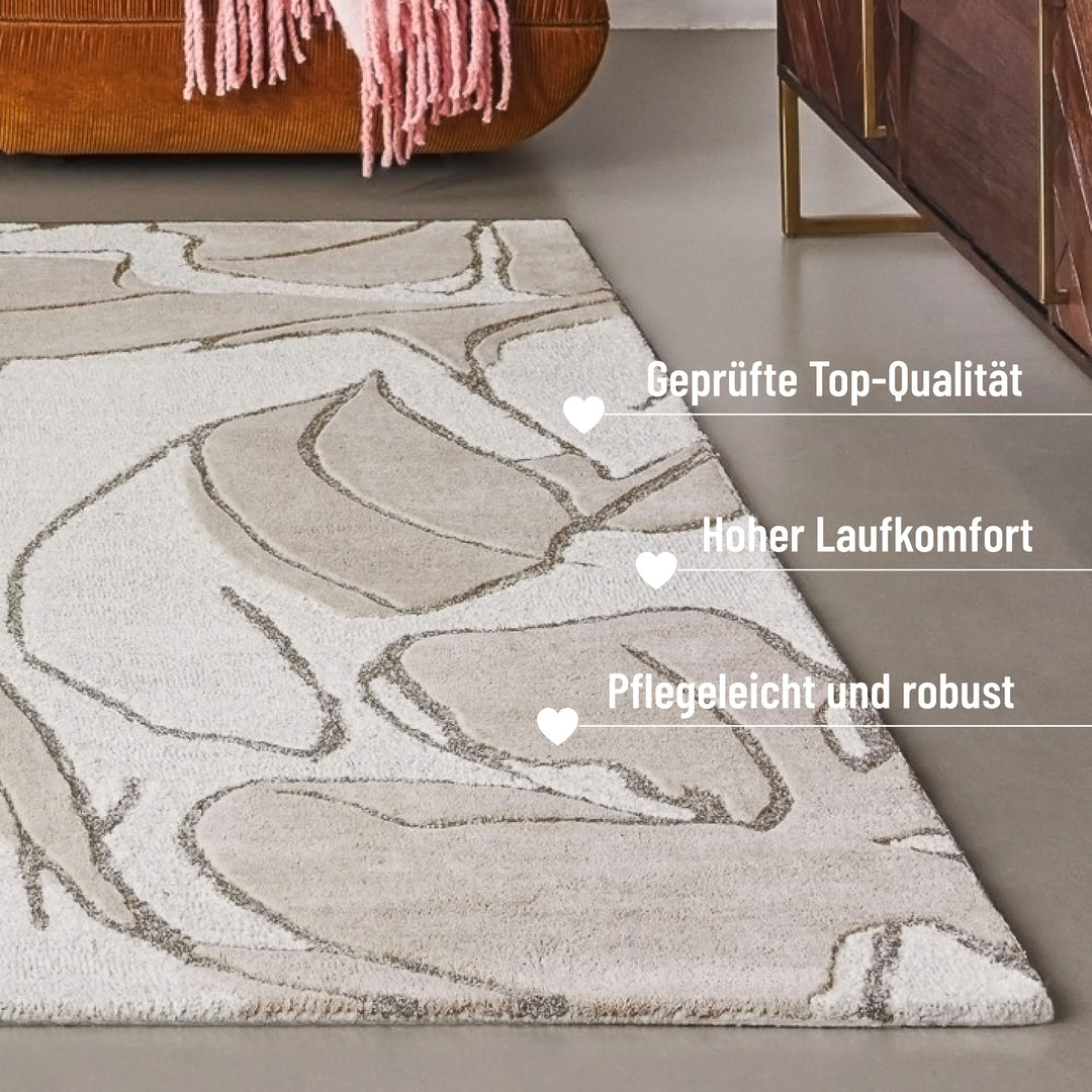Tunia Teppich beige Kurzflor rechteckig