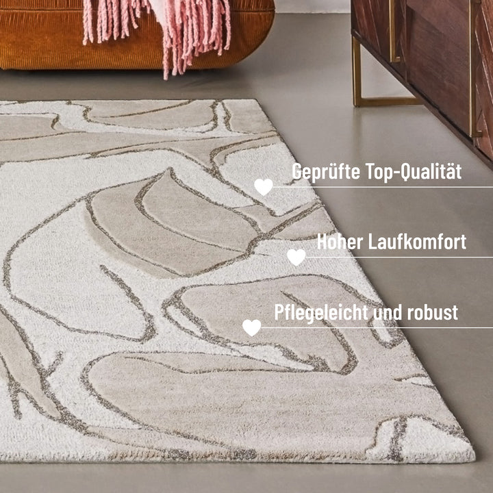 Tunia Teppich beige Kurzflor rechteckig