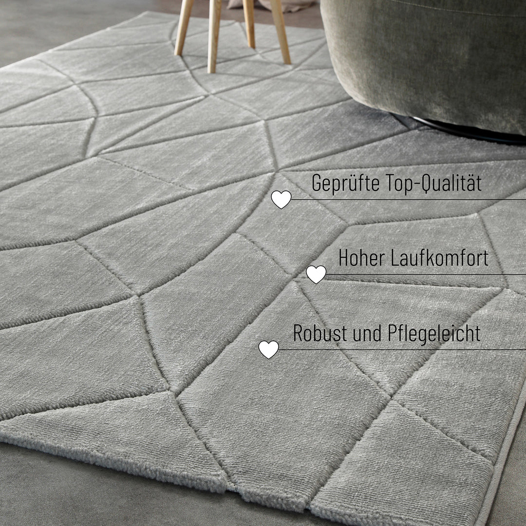 Unplugged Teppich grau Kurzflor rechteckig