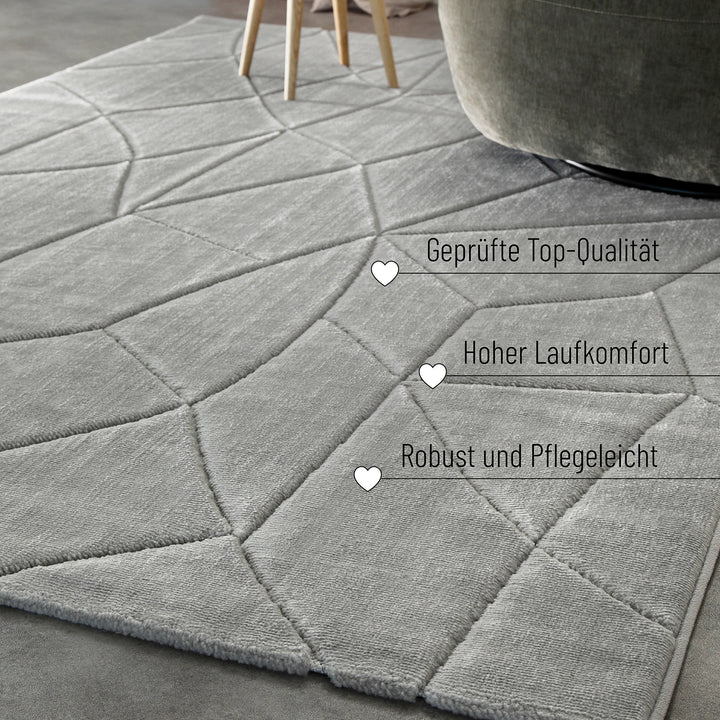 Unplugged Teppich grau Kurzflor rechteckig