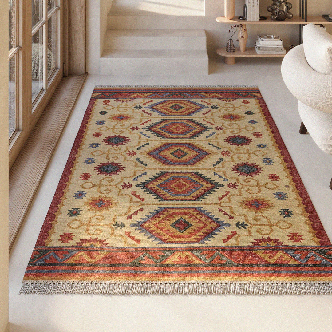 Valere Teppich beige Kurzflor rechteckig