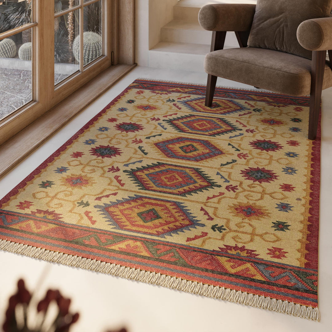 Valere Teppich beige Kurzflor rechteckig