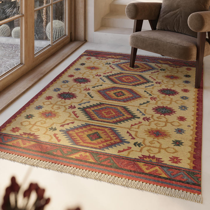 Valere Teppich beige Kurzflor rechteckig