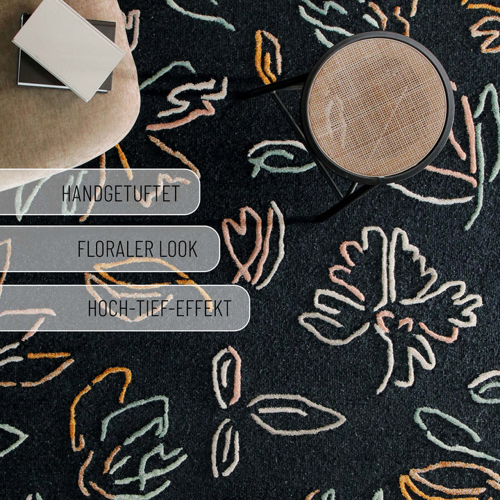 Kurzflorteppich Anthrazit aus Schurwolle "Vee" WECONhome