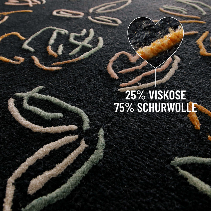 Kurzflorteppich Anthrazit aus Schurwolle "Vee" WECONhome