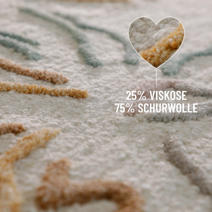 Kurzflorteppich Creme Weiß aus Schurwolle "Vee" WECONhome