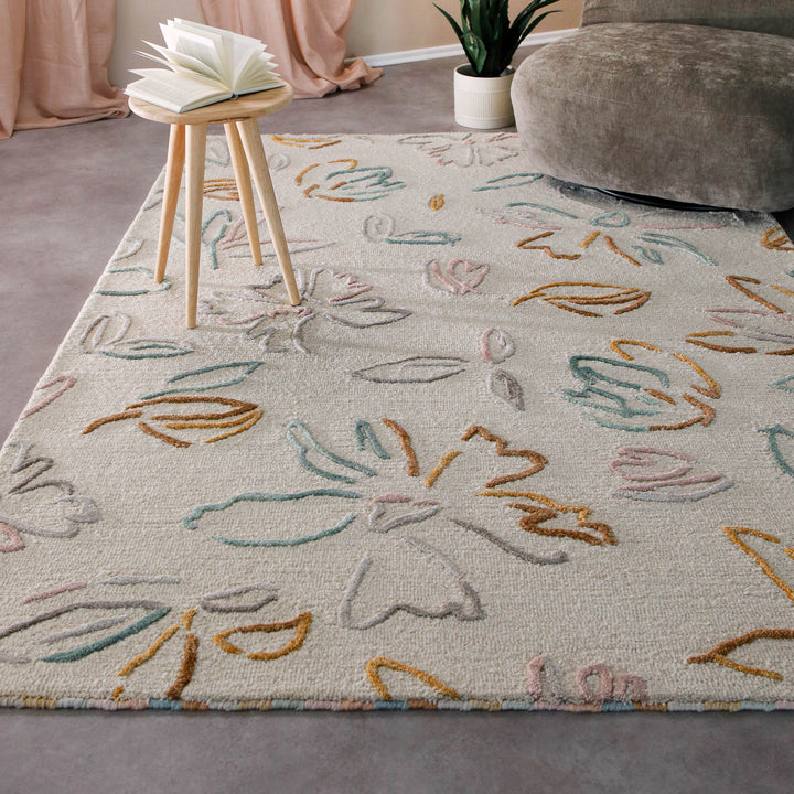 Kurzflorteppich Creme Weiß aus Schurwolle "Vee" WECONhome