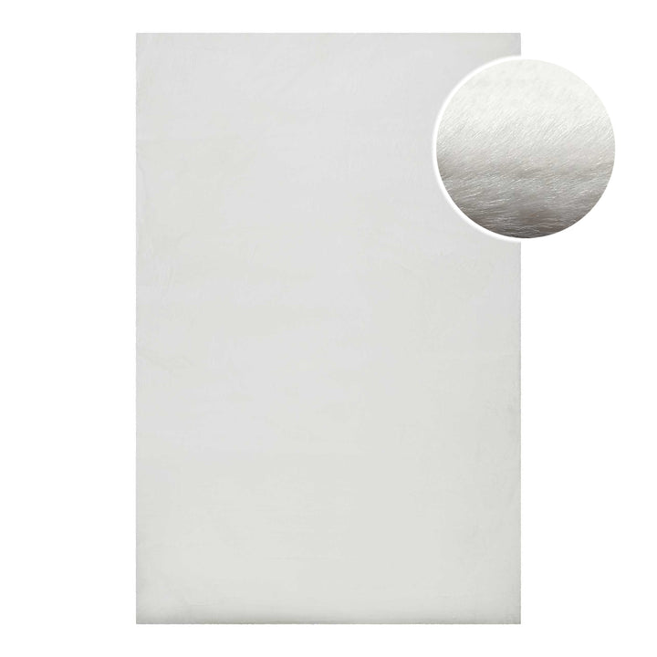 Anna Teppich beige weiß Hochflor rechteckig