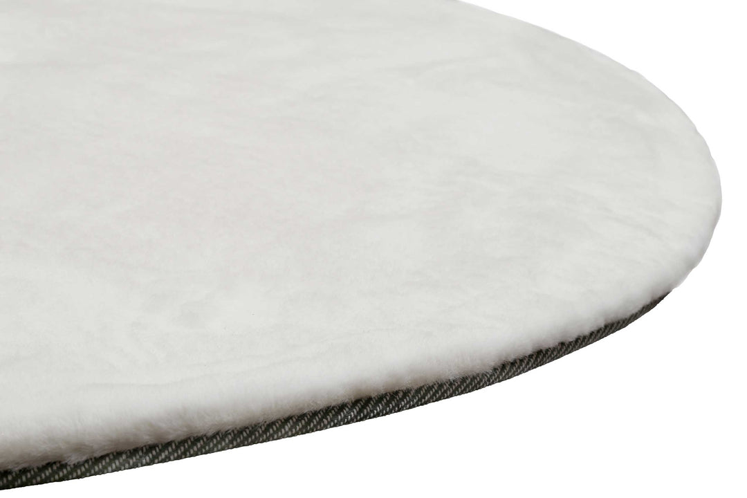 Anna Teppich beige weiß Hochflor rund