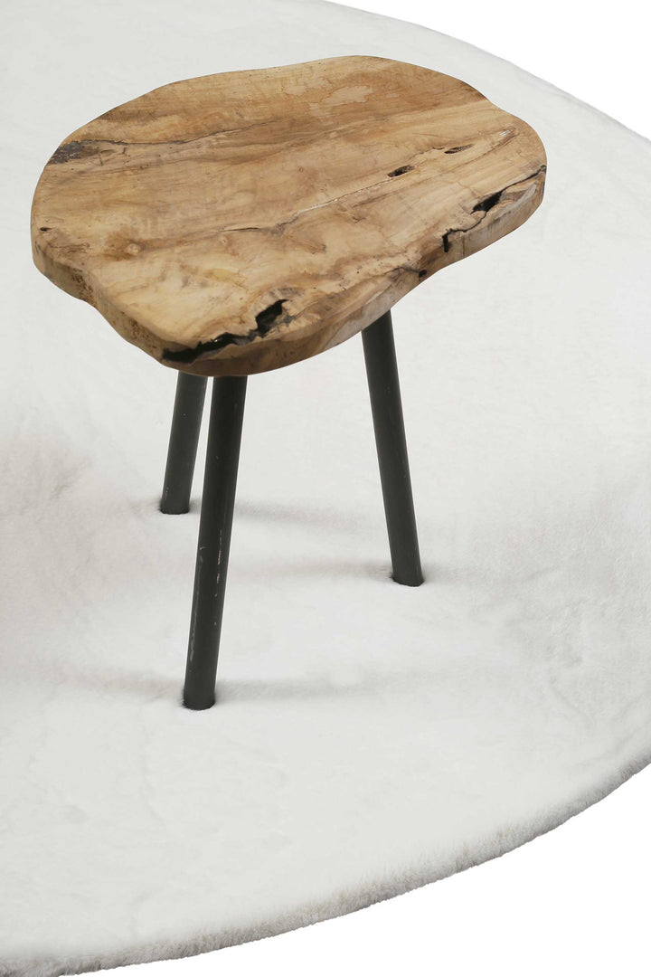 Anna Teppich beige weiß Hochflor rund