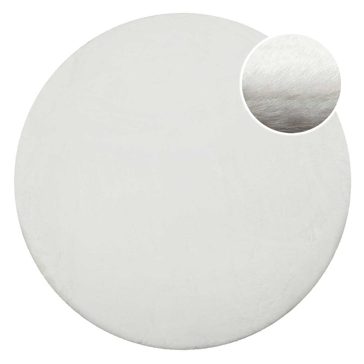 Kunstfell Teppich Rund Weiß flauschig und weich "Anna" WECONhome Basics