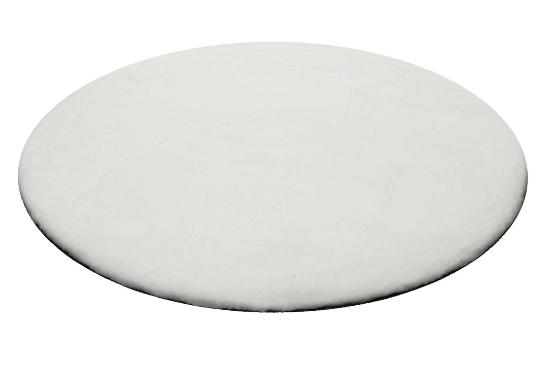 Anna Teppich beige weiß Hochflor rund