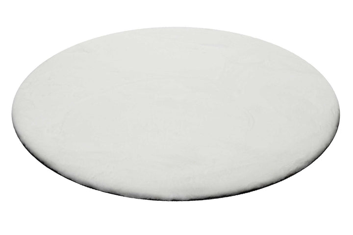 Anna Teppich beige weiß Hochflor rund