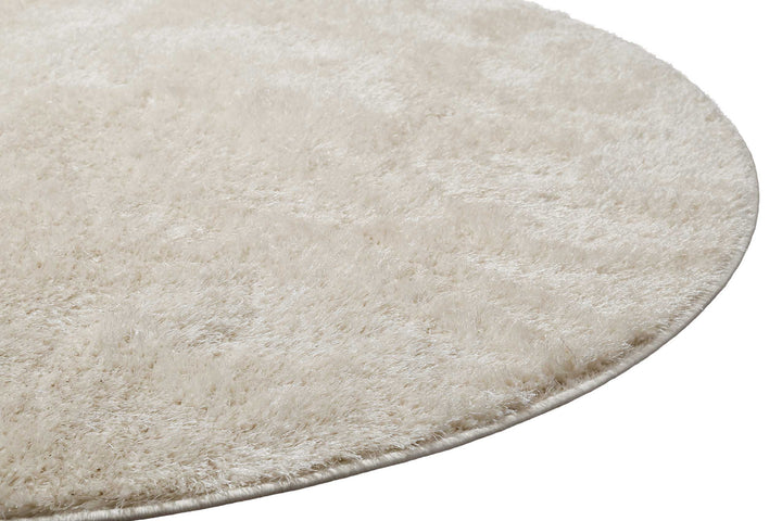 Fanny Teppich creme weiß Hochflor rund