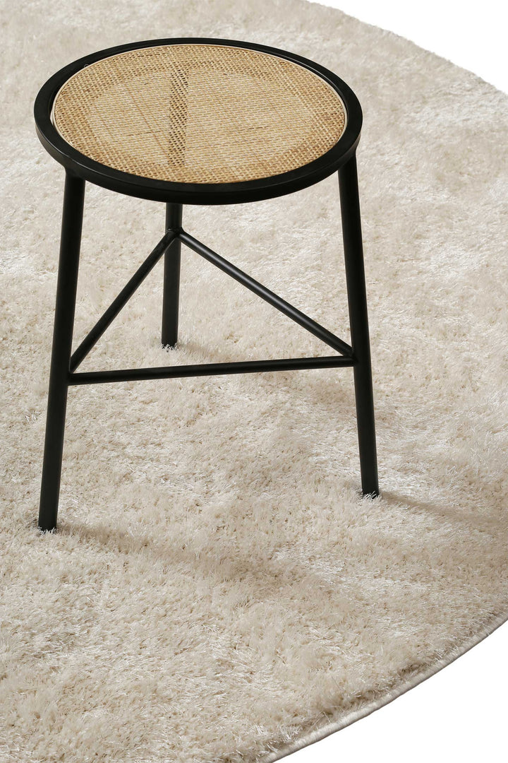Fanny Teppich creme weiß Hochflor rund