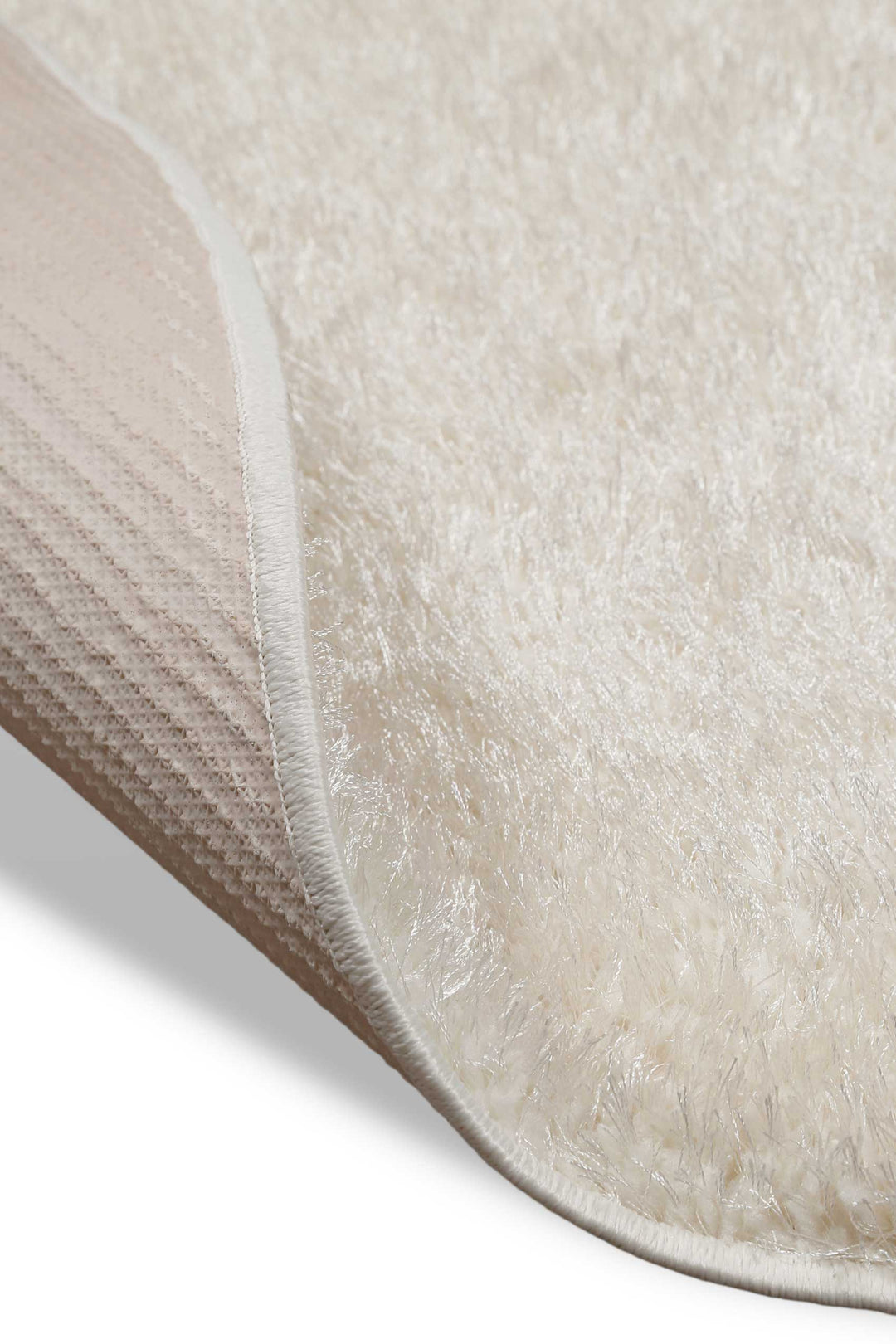 Fanny Teppich creme weiß Hochflor rund