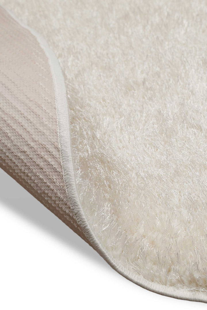Fanny Teppich creme weiß Hochflor rund