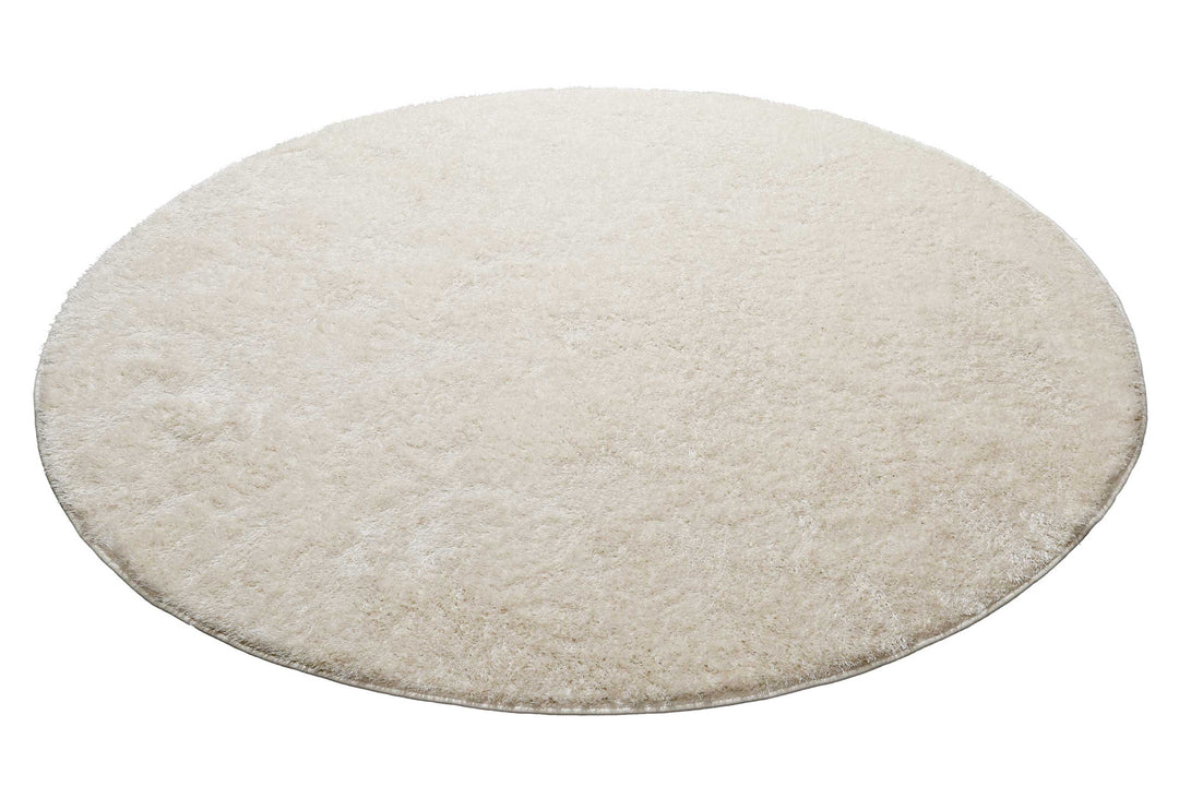 Fanny Teppich creme weiß Hochflor rund