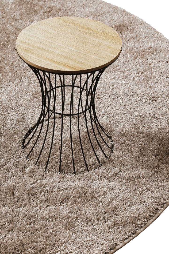 Fanny Teppich sand beige Hochflor rund