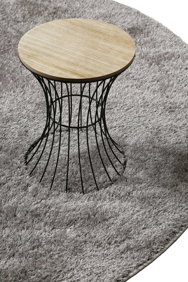 Fanny Teppich hellgrau Hochflor rund