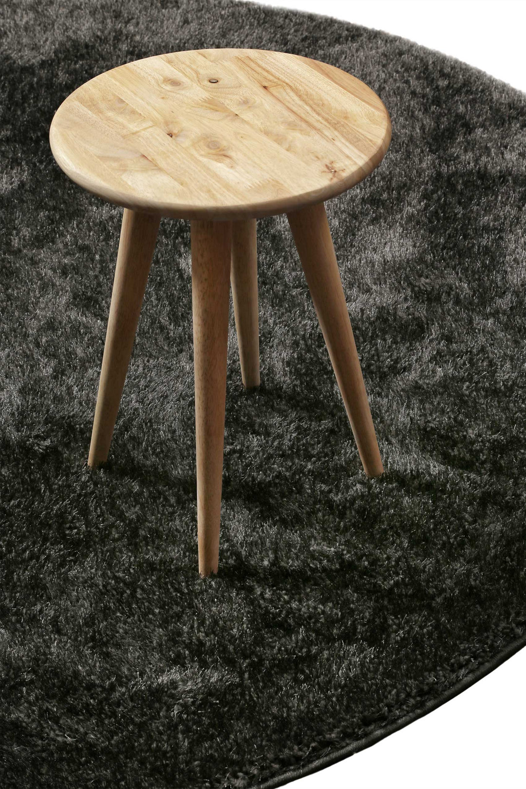 Fanny Teppich anthrazit grau Hochflor rund