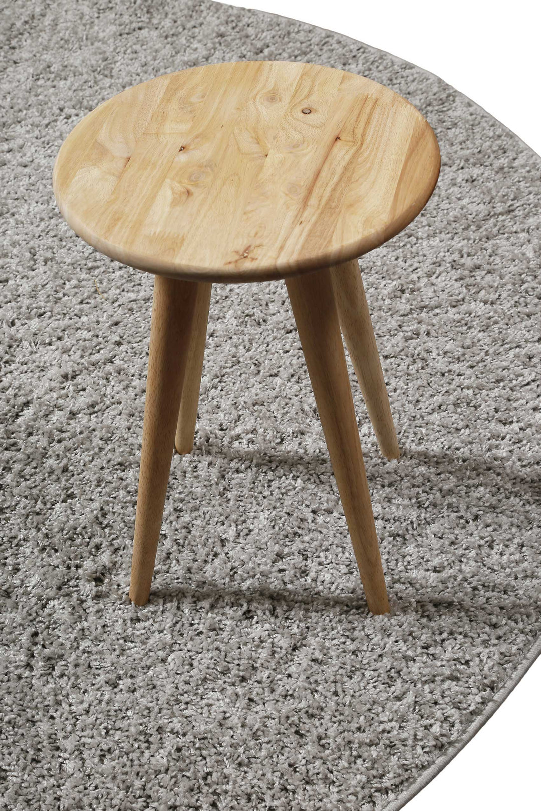 Greta Teppich hellgrau Hochflor rund