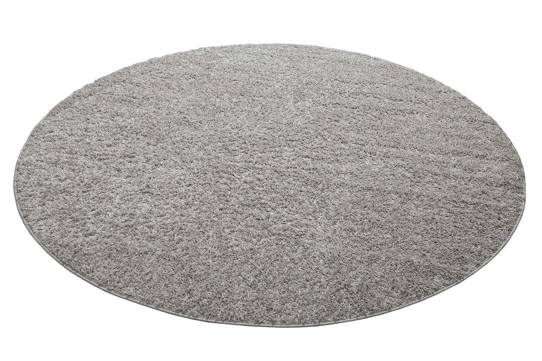 Greta Teppich hellgrau Hochflor rund