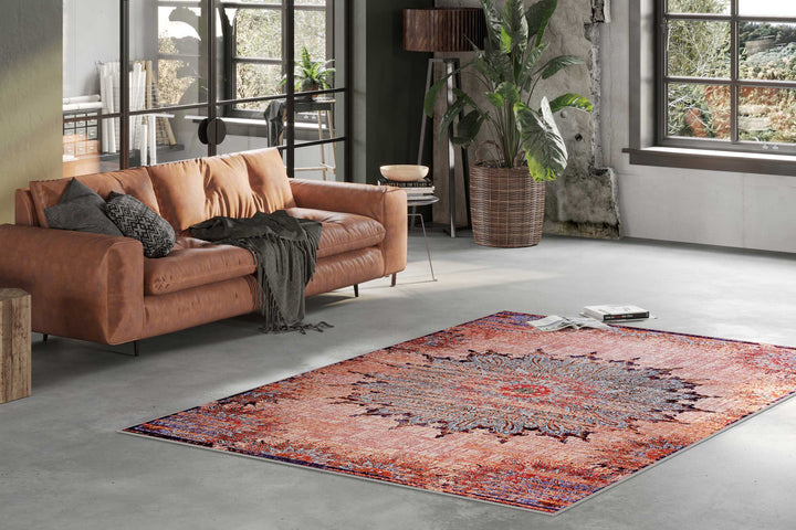 Rooftop Teppich rot Kurzflor rechteckig