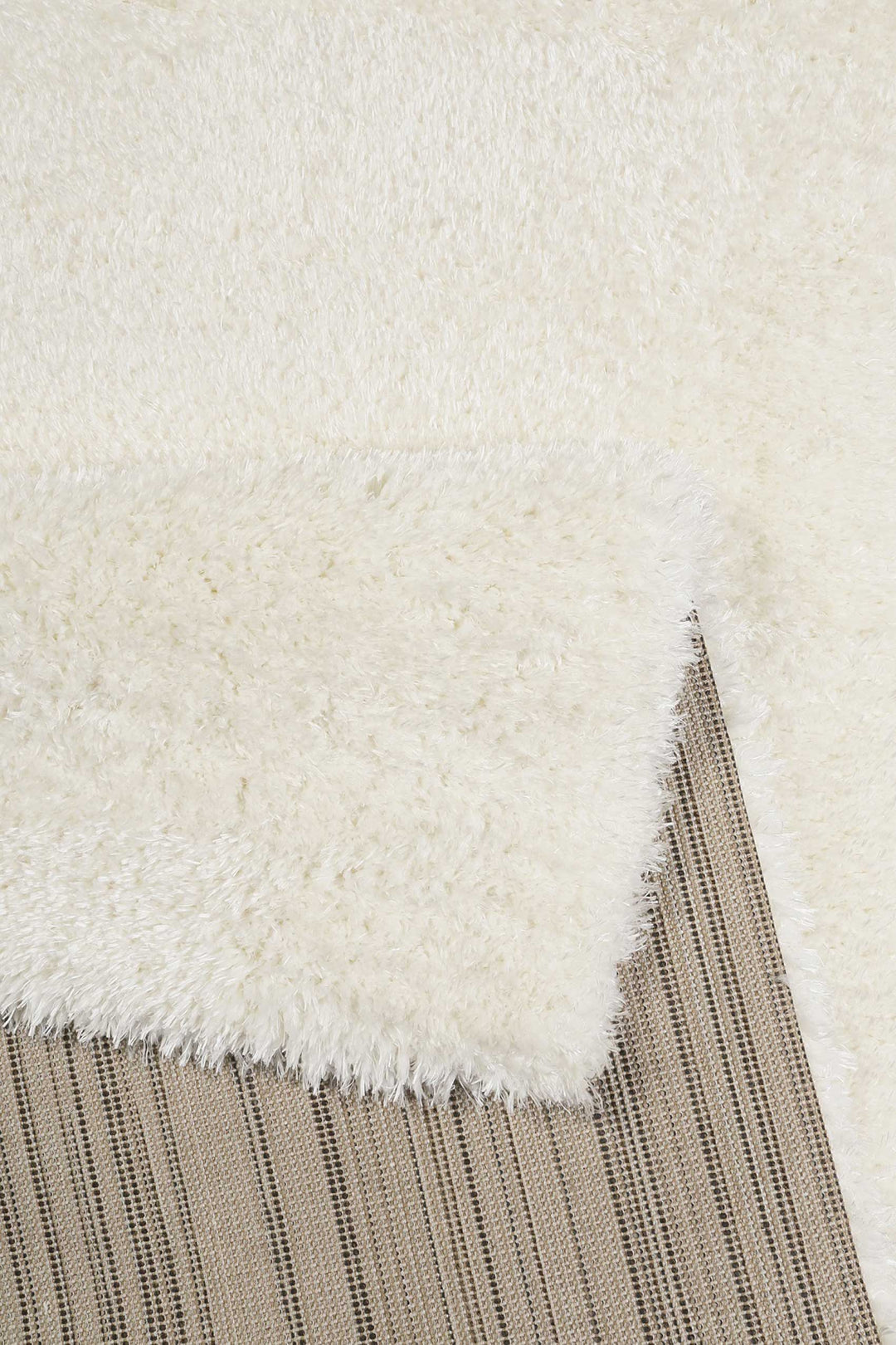 Hochflor Teppich Toubkal Weiß Creme rechteckig Detailansicht Flor