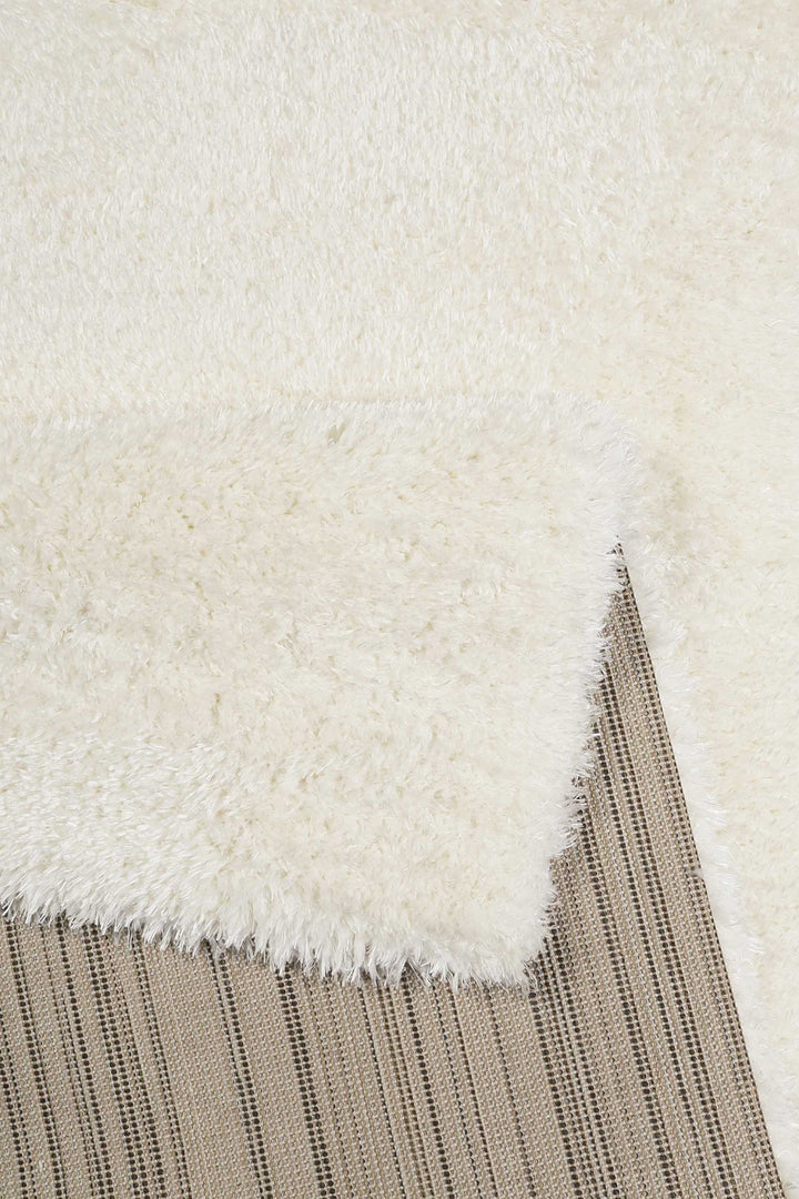 Hochflor Teppich Toubkal Weiß Creme rechteckig Detailansicht Flor