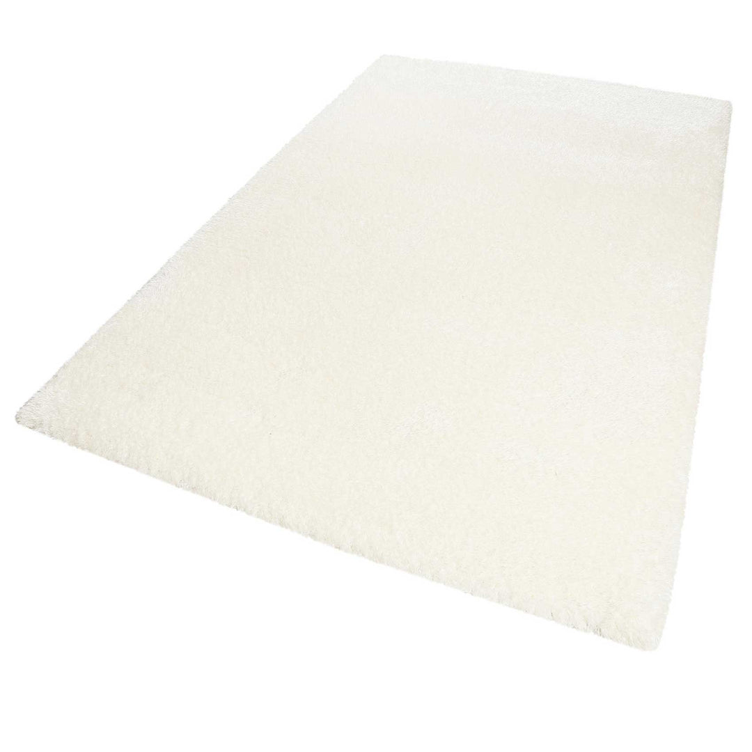 Hochflor Teppich Toubkal Weiß Creme rechteckig in Perspektive