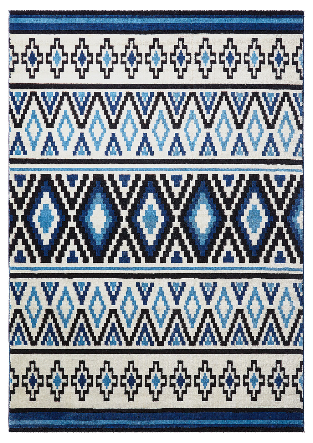 Happy Kelim Teppich blau Kurzflor rechteckig