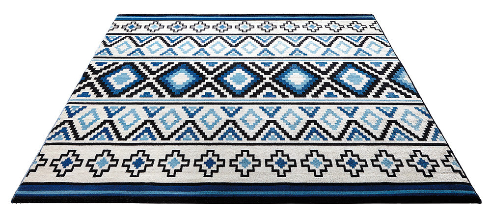 Happy Kelim Teppich blau Kurzflor rechteckig