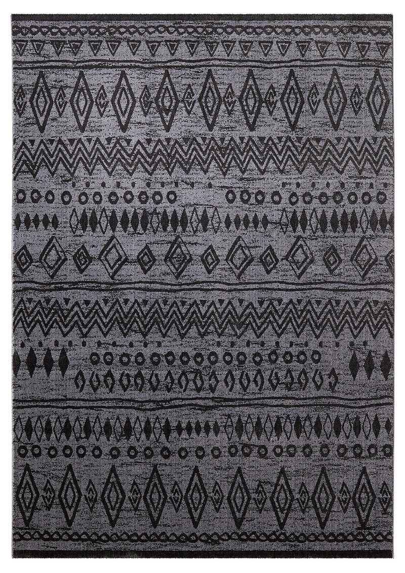 WECONhome Teppich 80x150 cm Grauschwarz "Contemporary Kelim"