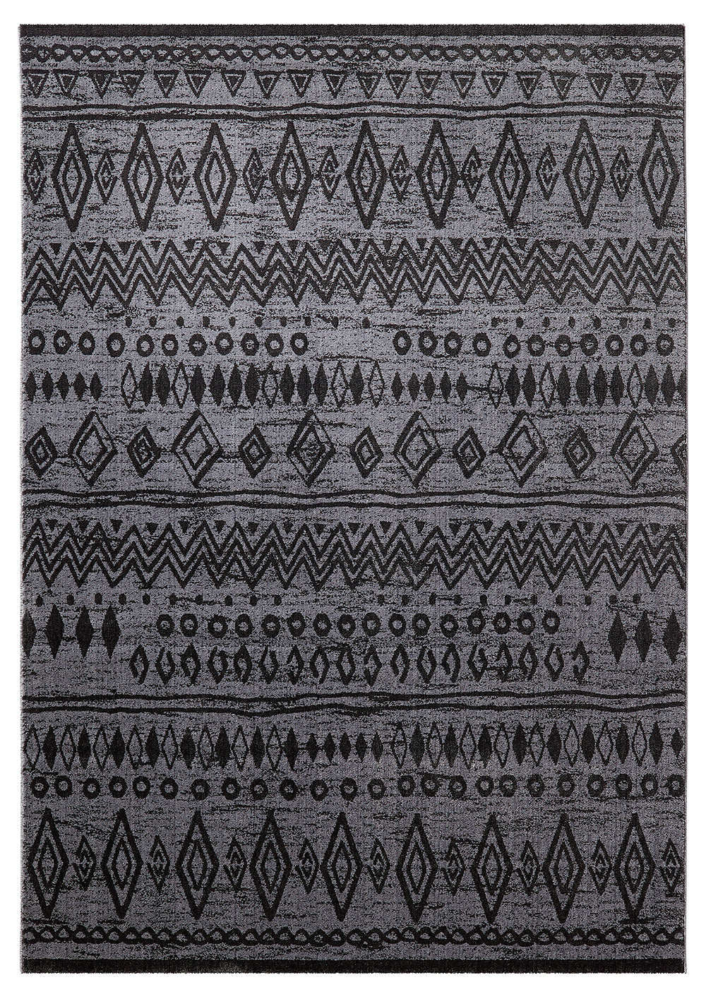 Contemporary Kelim Teppich schwarzgrau Kurzflor rechteckig