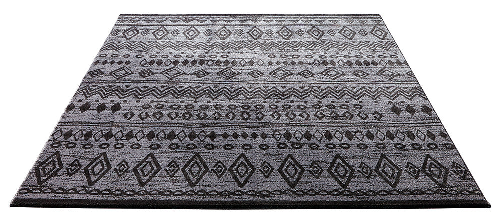 Contemporary Kelim Teppich schwarzgrau Kurzflor rechteckig