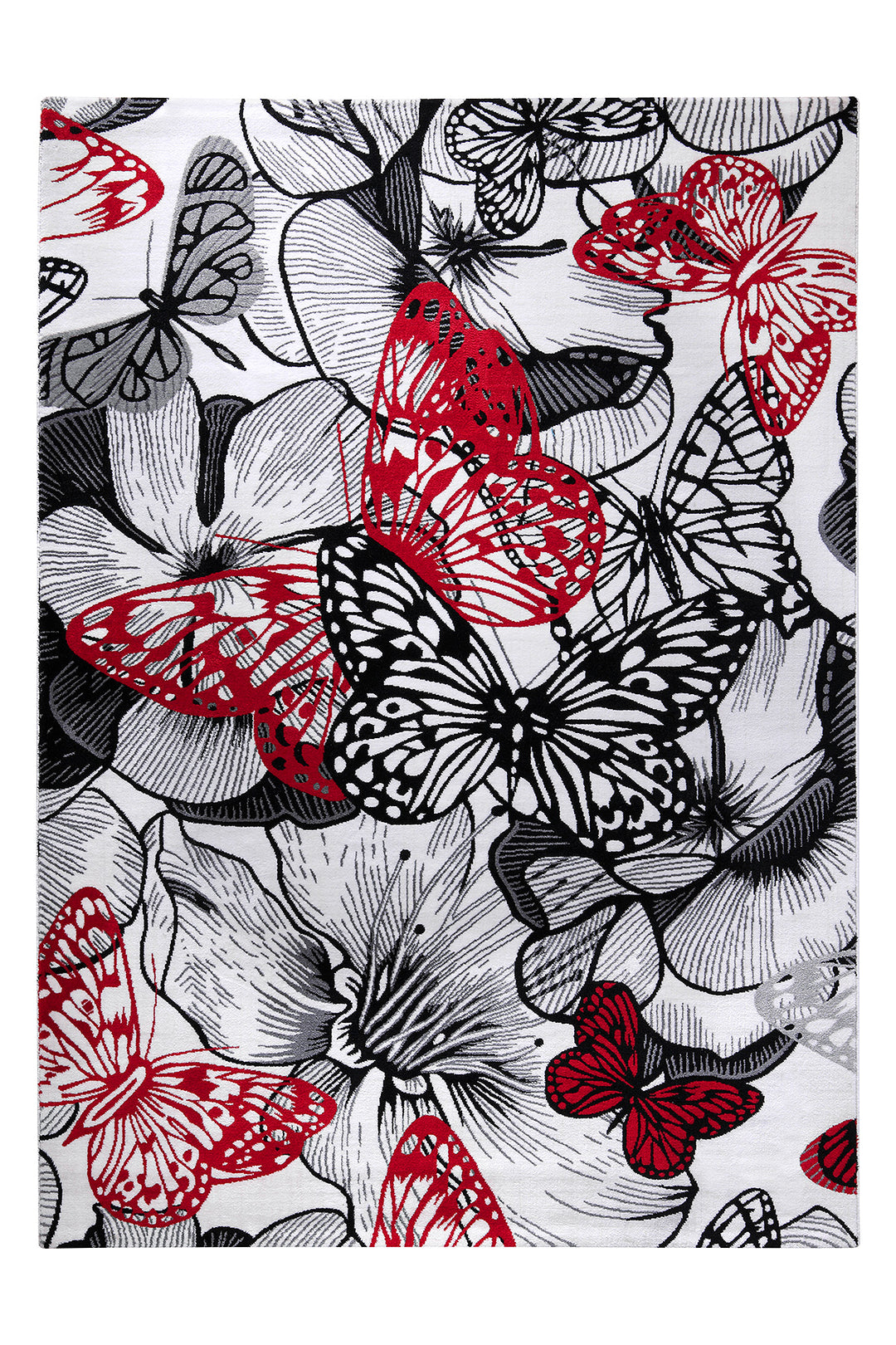 Butterfly Kiss Teppich schwarz Kurzflor rechteckig