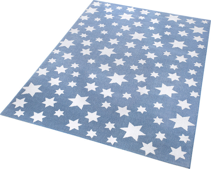 Jeans Star Teppich blau Kurzflor rechteckig