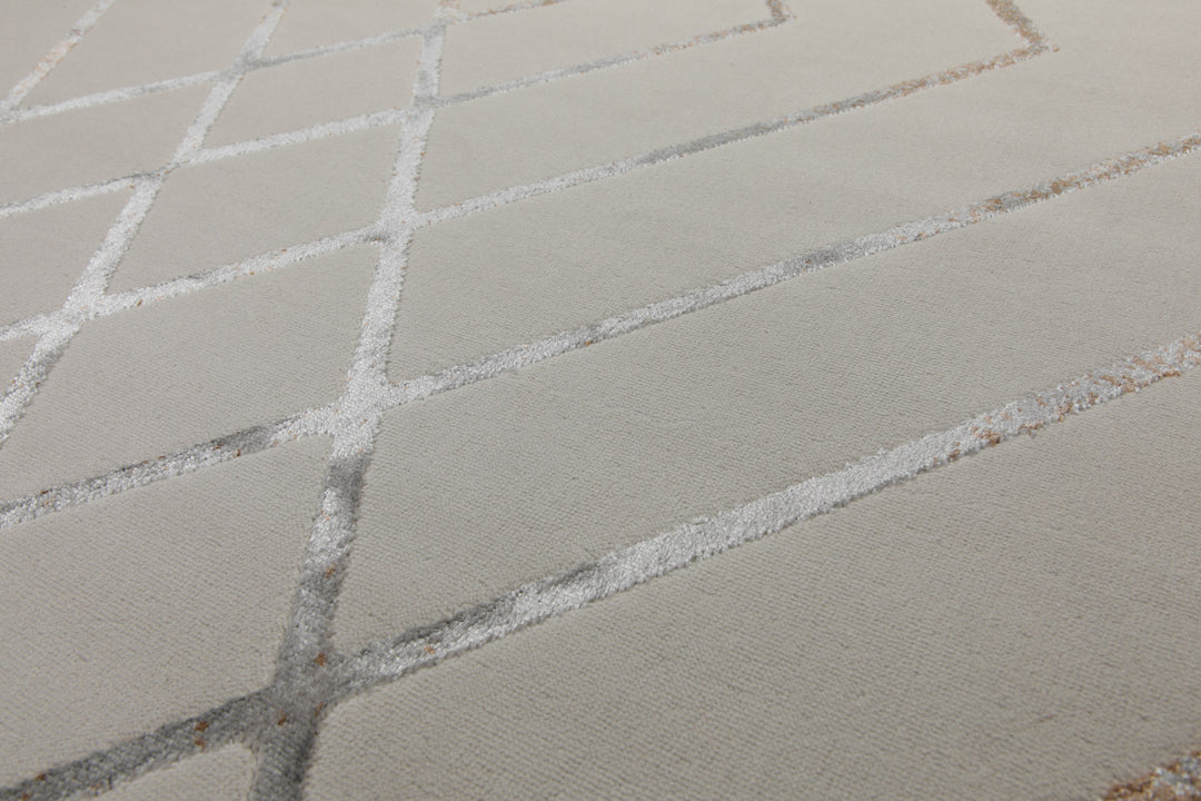 160x230 Teppich Wohnzimmer Creme Muster