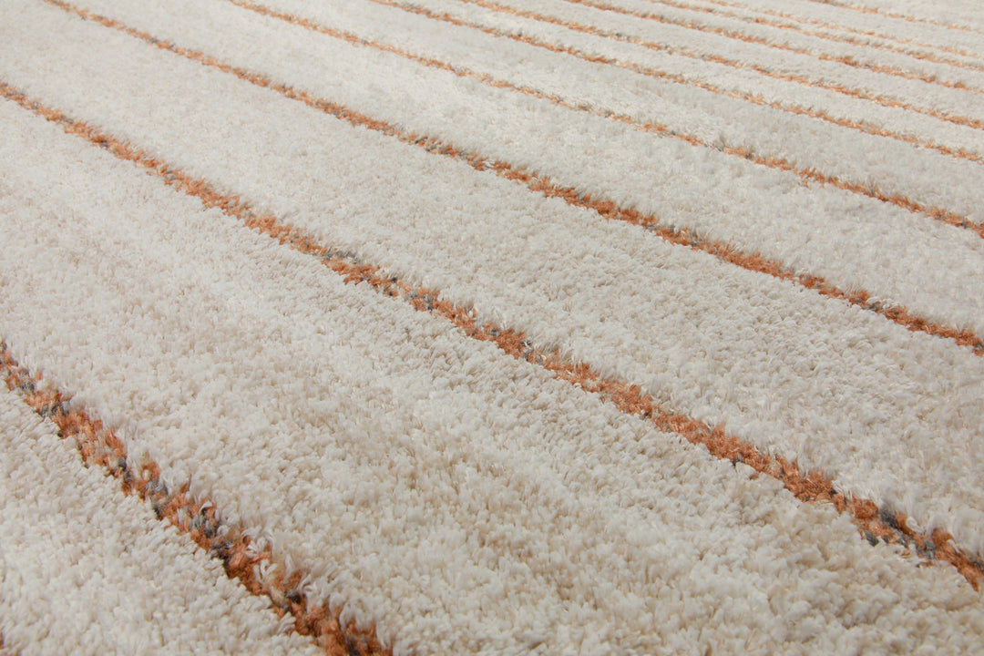 160x230 Teppich Wohnzimmer Creme orange Streifen