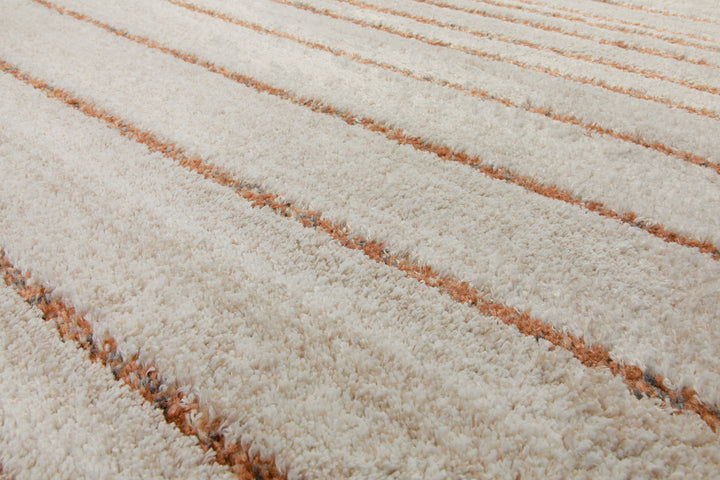 160x230 Teppich Wohnzimmer Creme orange Streifen