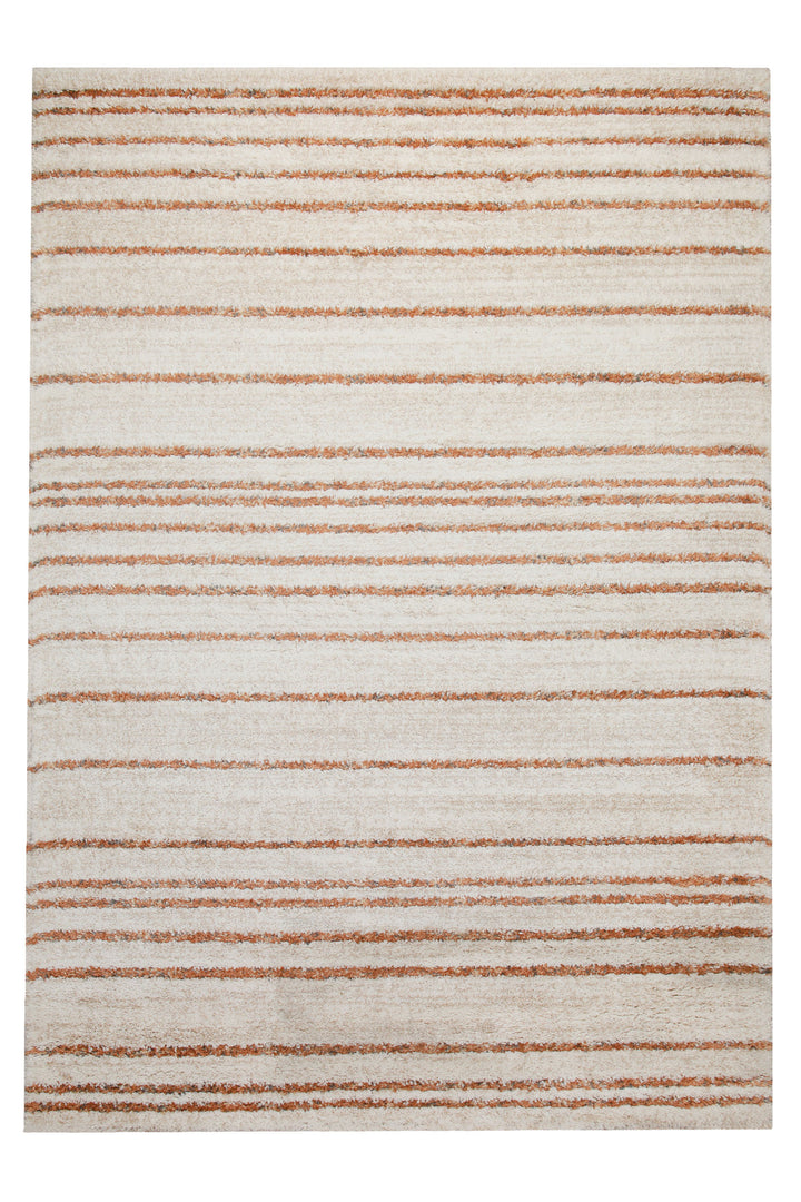160x230 Teppich Wohnzimmer Creme orange Streifen