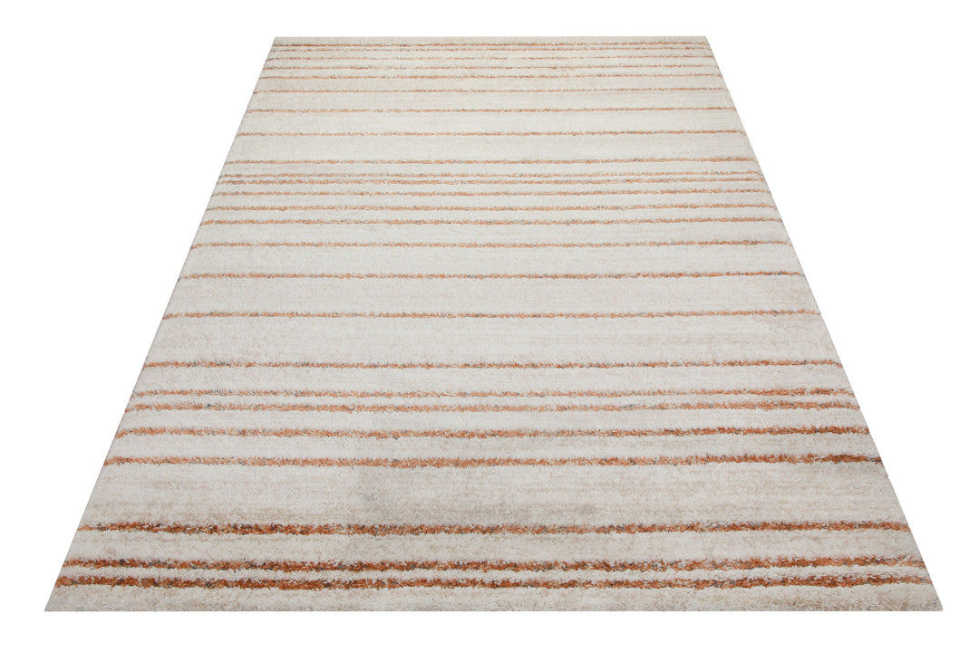 160x230 Teppich Wohnzimmer Creme orange Streifen