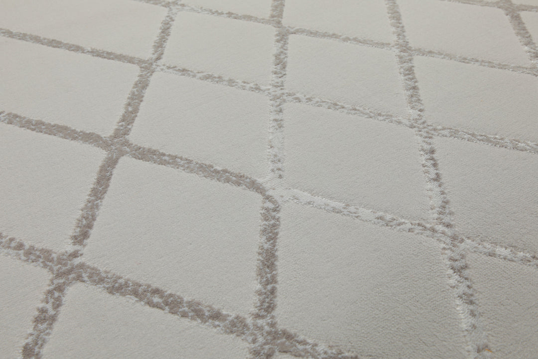 160x230 Teppich Wohnzimmer Creme Silber