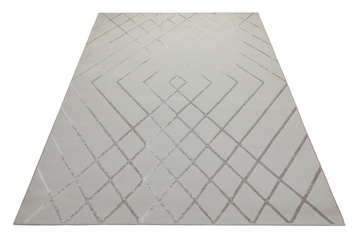 160x230 Teppich Wohnzimmer Creme Silber