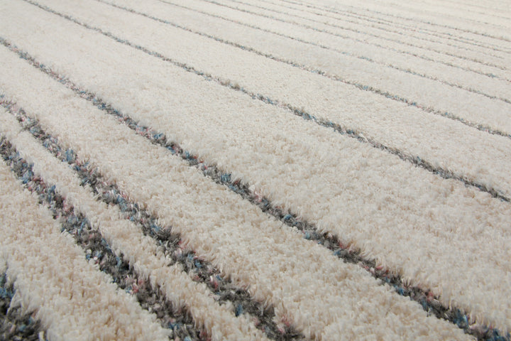 160x230 Teppich Wohnzimmer Creme Streifen