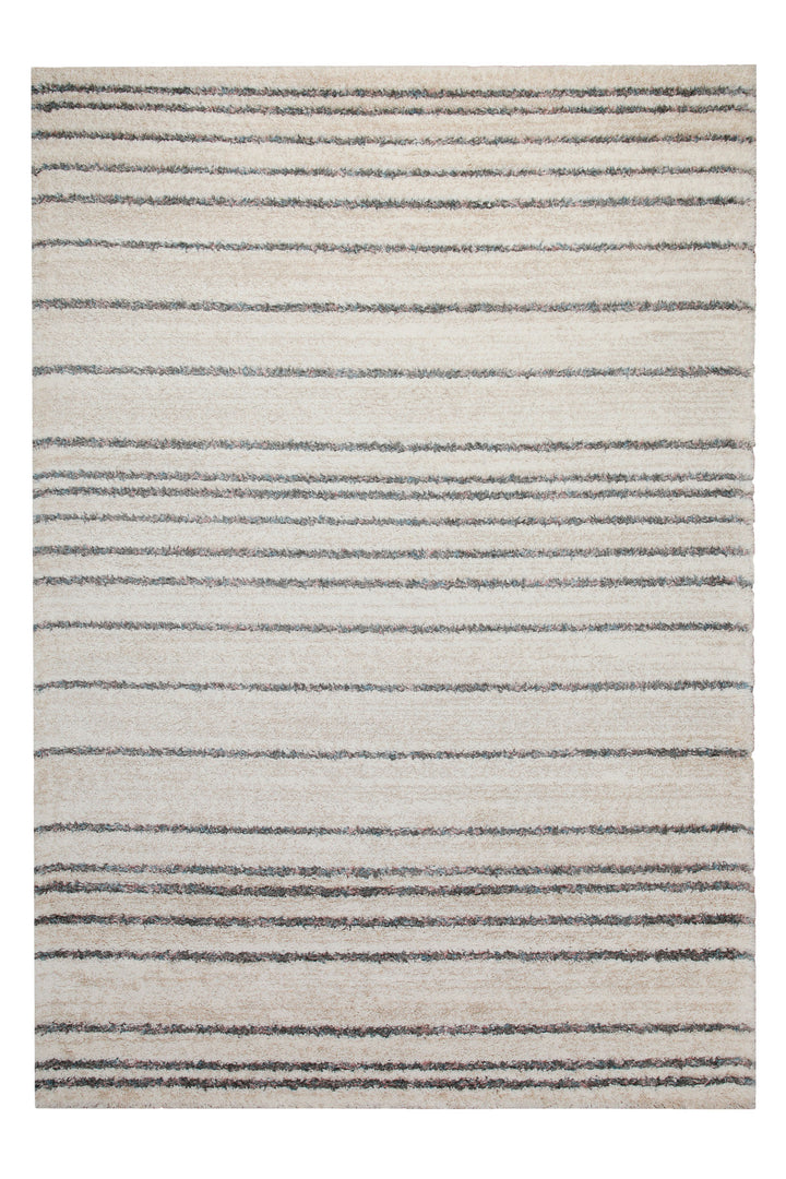 160x230 Teppich Wohnzimmer Creme Streifen