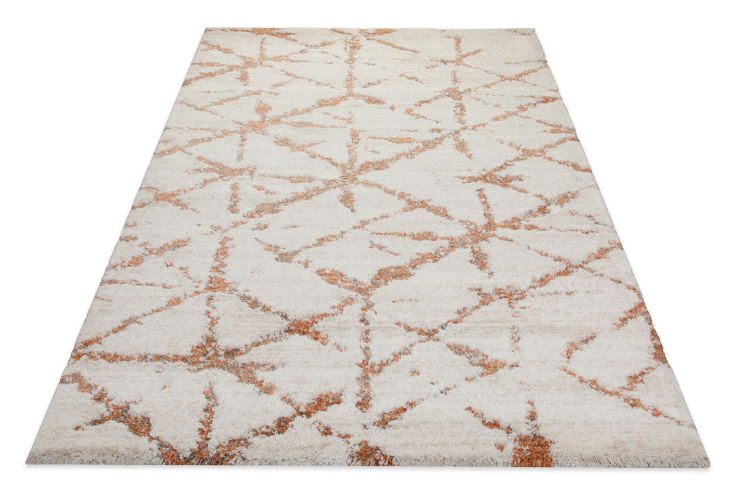 160x230 Teppich Wohnzimmer Creme orange