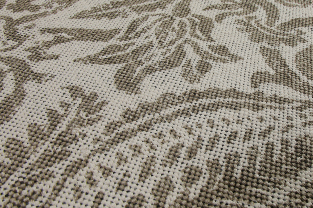 160x230 Teppich Wohnzimmer Verblasster Damast – Vintage-Print in zartem Greige